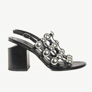 Alexander Wang Nadia Black Leather Studded-Cage Sandals